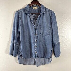 Cloth and Stone Anthropologie Blue Denim Shacket Womens Size Medium Western Boho